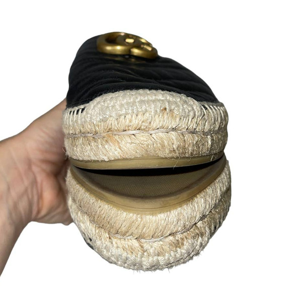 Gucci Matelasse Marmont Double G Chevron Double G Black Quilted Mules Size 37 - Picture 10 of 12